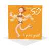 50th birthday card for her - designed by Erica Sturla - 15cm square and blank inside, made in the UK