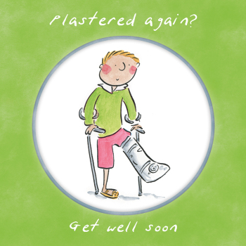 Holy Mackerel Plastered again, a 15cm square get well card featuring Rosie Brooks artwork, blank inside for your message