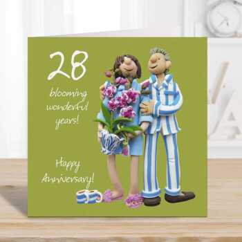28th anniversary card (orchid anniversary) - designed by Erica Sturla - 15cm square and blank inside, made in the UK