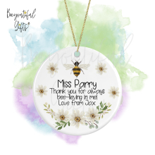 Personalised Teacher Ceramic Decoration - Watercolour Thank You For Bee-lieving In Me