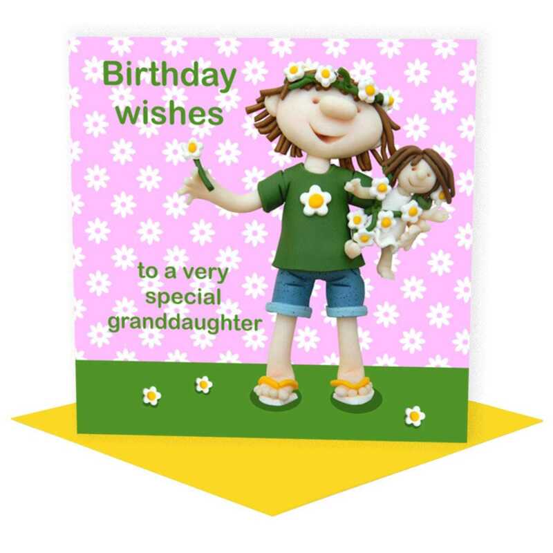 Special granddaughter birthday - child's birthday card designed by Erica Sturla - 15cm square and blank inside, made in the UK