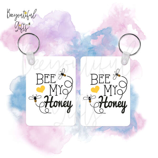 Be My Honey High Gloss Rectangular Wooden Key Ring