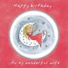 Holy Mackerel Wonderful wife, a 15cm square birthday card from a husband featuring Rosie Brooks artwork, blank inside for your message