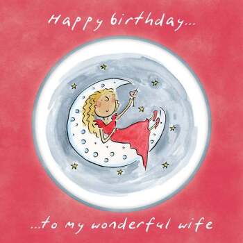 Holy Mackerel Wonderful wife, a 15cm square birthday card from a husband featuring Rosie Brooks artwork, blank inside for your message