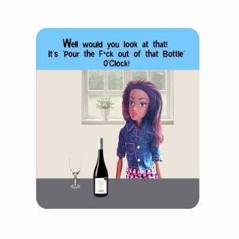 Doll Coaster | Pour Fuck | Funny coaster for her | kids | drink | Wine coaster | tea | coffee | gift