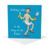 King of the dishes birthday card for him - designed by Erica Sturla - 15cm square and blank inside, made in the UK
