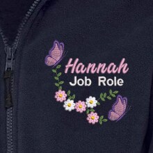 Personalised Embroidered Healthcare Fleece Jacket - Floral Butterflies - XS | UK 8