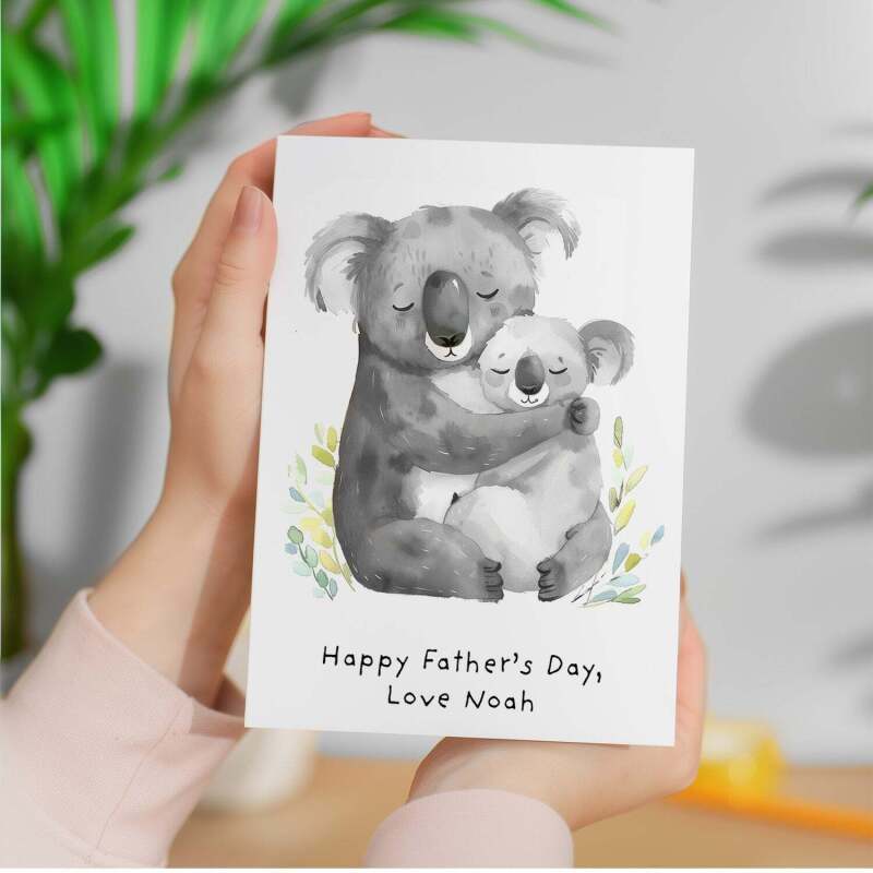 Personalised Father's Day Card For Daddy Cute Koala and Joey Illustration Father's Day Card For Dad Father's Day Gift From Child - Portrait (5x7) / Blank Inside