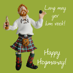 Happy Hogmanay 150mm Square Christmas Card by Artist Erica Sturla