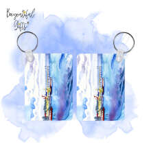 Father's Day Key Ring - Watercolour Sea Pier Seascape