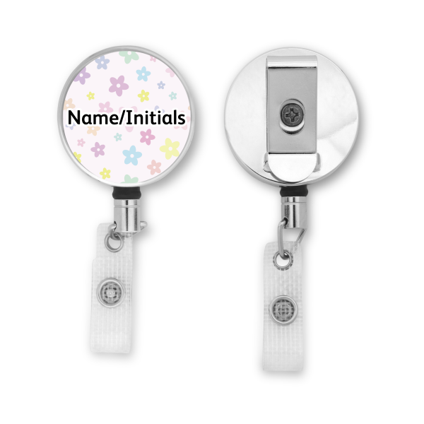 Personalised Metal ID Reel - Pastel Daisy Background