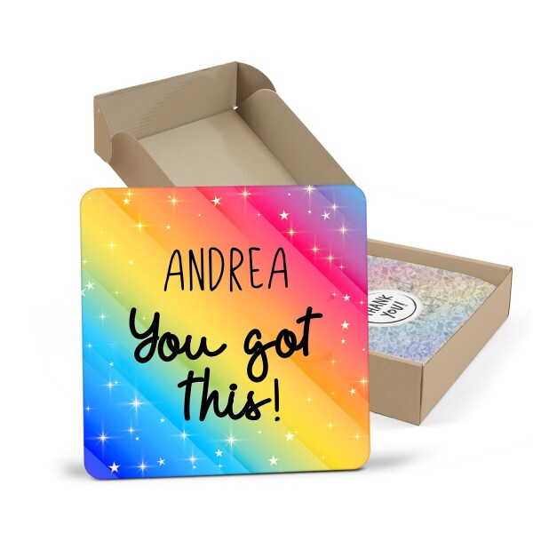 Personalised New Job Coaster - You Got This Rainbow Themed