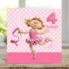 Birthday girl age 4 as a dancing ballerina - child's age birthday - designed by Erica Sturla - 15cm square and blank inside, made in the UK