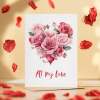 Valentine's Day Card for Her Valentine's Day Card for Wife Valentine's Day Card For Husband Boyfriend or Girlfriend Flower Heart - Portrait (5x7) / Blank Inside