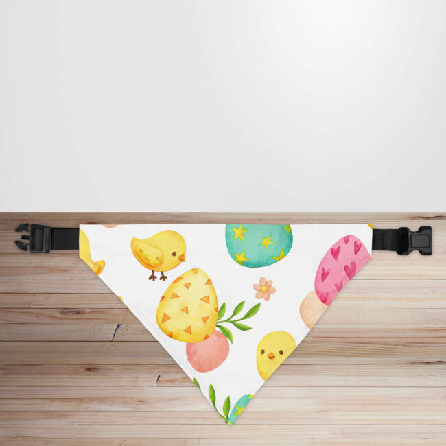 Watercolour Chicks & Eggs Easter Dog/Puppy Bandana - Small - 12x17cm (Strap: 25cm - 40cm)