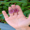 Pink Jade and Wood charm Earrings