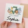 Personalised 7th Birthday Children's Card Jungle Themed Seventh Birthday Card For Boy or Girl Seven Years Custom Card - Square (5.5x5.5) / Blank Inside
