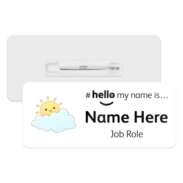 #hello my name is... Name Badge - Cute Pastel Kawaii Sun & Cloud