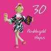 Penblwydd hapus, 30th female Welsh language age birthday card by Erica Sturla. Card is 15cm square and blank inside