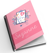 A5 Personalised Spiral Bound Diary - Floral Stethoscope | Yearly | Academic | Appointment - Standard 2027