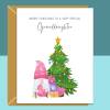 Cute Granddaughter Christmas Card - Personalised Xmas Gnome Gonk Card for Granddaughter - Large - Blank inside