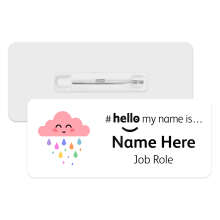 #hello my name is... Name Badge - Cute Pink Rain Cloud