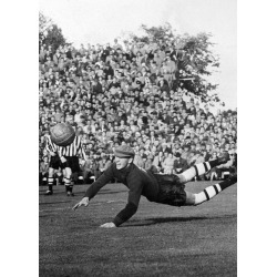 Goalkeeper Black and White Retro Photographic Card by Holy Mackerel Featuring a Vintage Photograph, Blank Inside for Your Message