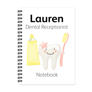 Personalised A5 Notebook - Cute Tooth Pink