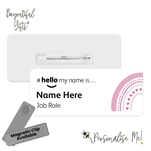 Name Badge - Boho Half Rainbow Hello My Name is... - Design 1