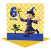 Birthday boy age 6 in a wizards costume - child's age birthday - designed by Erica Sturla - 15cm square and blank inside, made in the UK