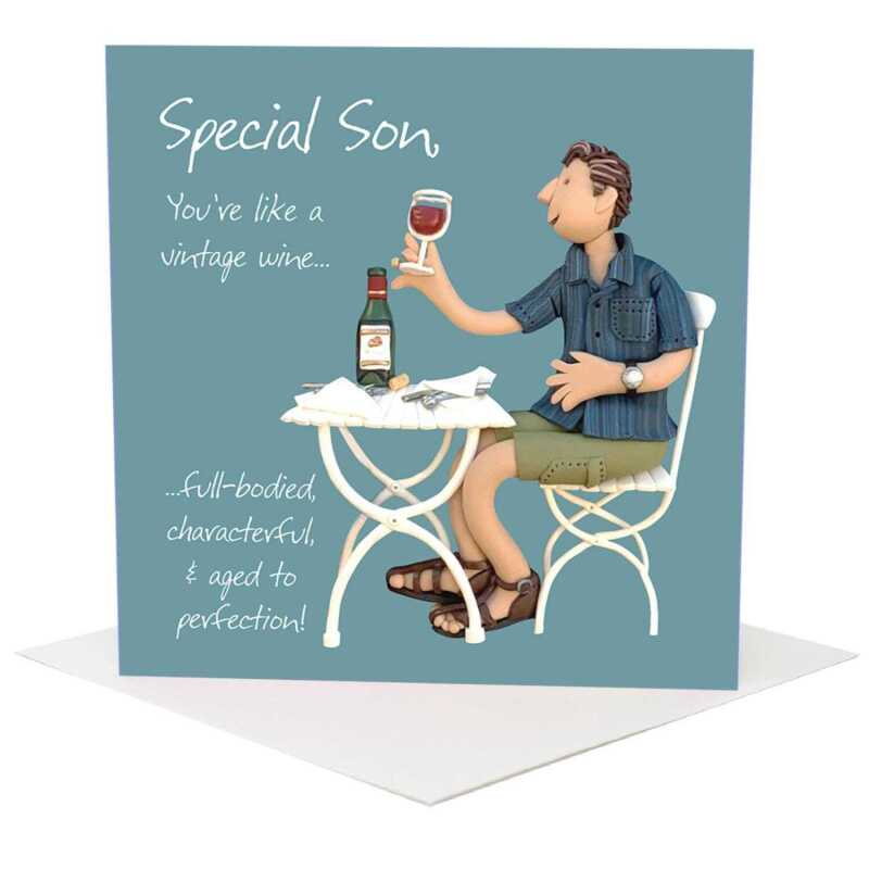 Special son birthday card for him - designed by Erica Sturla - 15cm square and blank inside, made in the UK