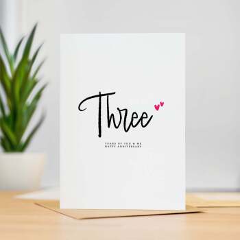 Three Year Anniversary Card For Husband 3 Year Anniversary Card Boyfriend or Girlfriend Wedding Anniversary Card For Wife