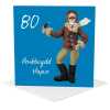 Penblwydd hapus 80 - a Welsh 80th birthday card for him - designed by Erica Sturla - 15cm square and blank inside, made in the UK
