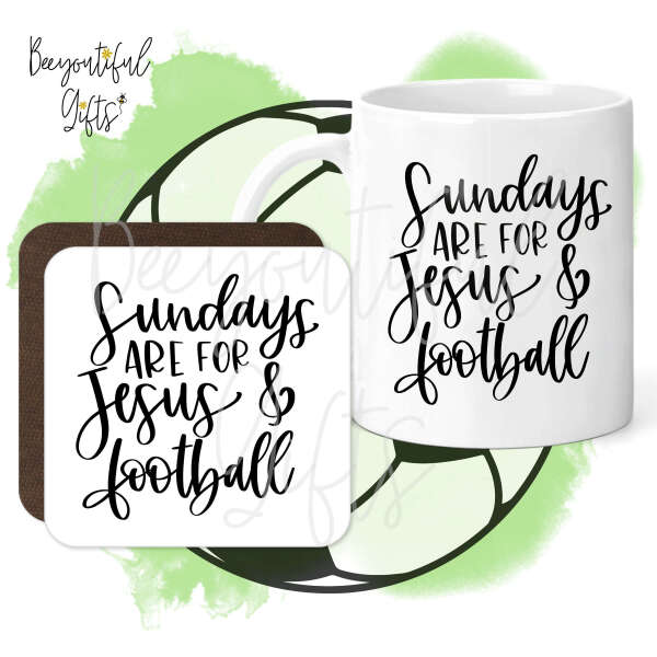 Mug & Coaster Set - Sundays Are For Jesus & Football