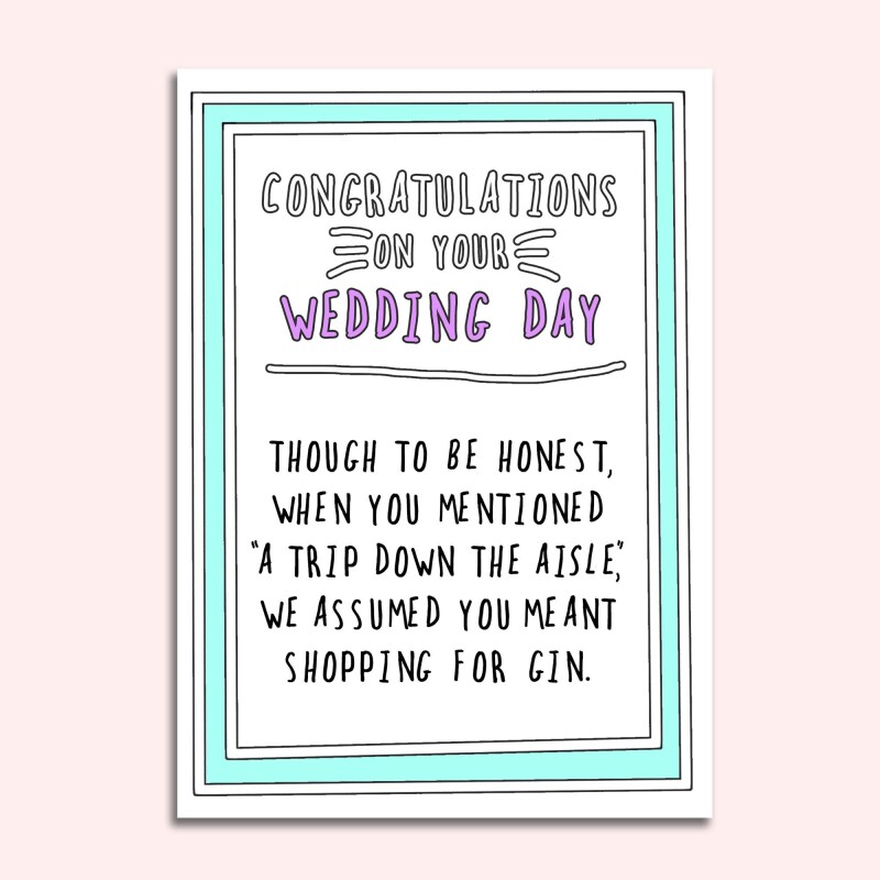 Wedding marriage congratulations card gin