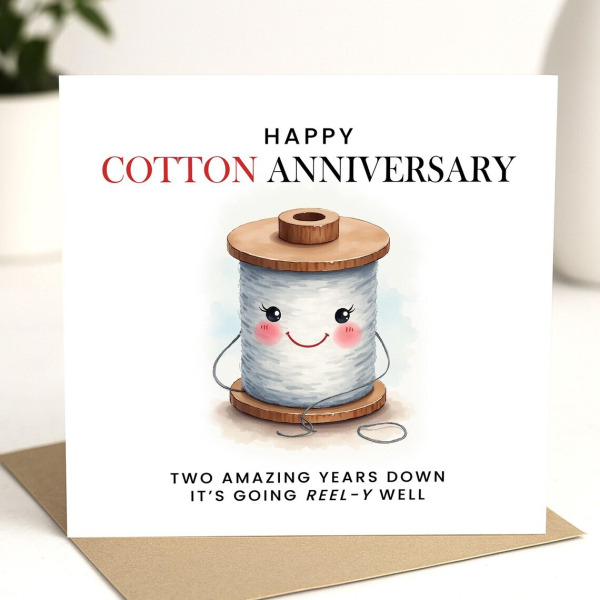 2 Year Anniversary Card - Happy Cotton Anniversary - Standard Smooth Card