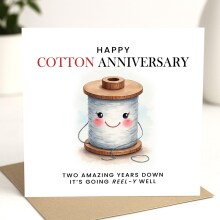 2 Year Anniversary Card - Happy Cotton Anniversary - Standard Smooth Card