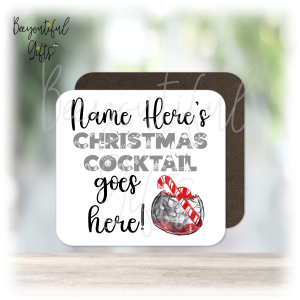 Personalised Colourful Christmas Cocktail Wooden Coaster - 7