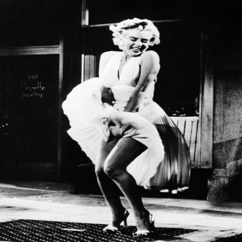 Holy Mackerel Marilyn Monroe retro black and white photographic card featuring a vintage image of the actress with billowing skirts - 12.6 x 17.7cm and blank inside