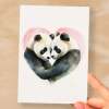 Anniversary or Valentine's Card for Her Anniversary Card for Wife Valentines Day Card For Husband Boyfriend or Girlfriend Cute Pandas - Large (5x7) / Blank Message