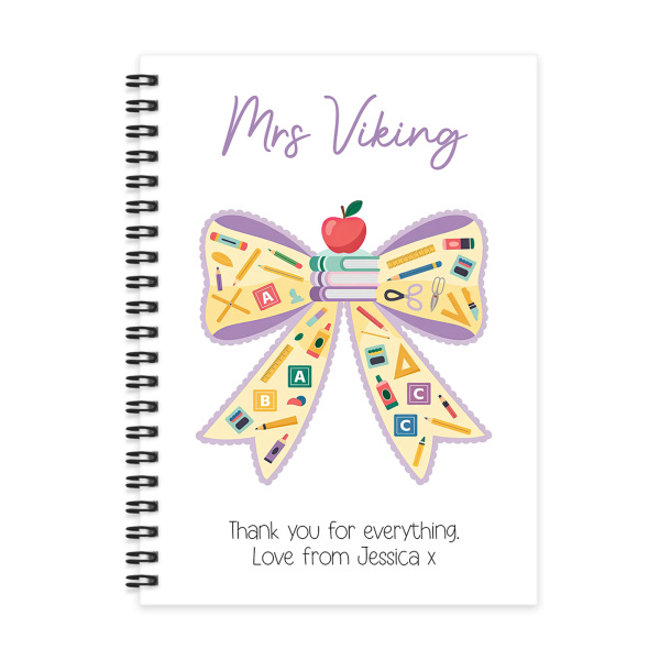 Personalised A5 Teacher Notebook - Teacher Bow