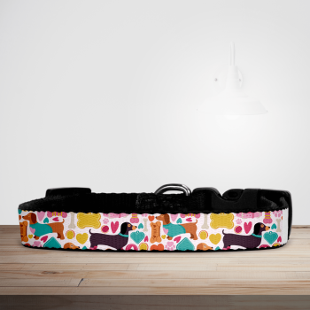 Puppy Love Sausage Dog Print Dog/Puppy Collar