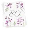 Feminine floral 80th birthday greeting card -  designed by Eloise Hall - 15.7 x 11cm and blank inside, made in the UK