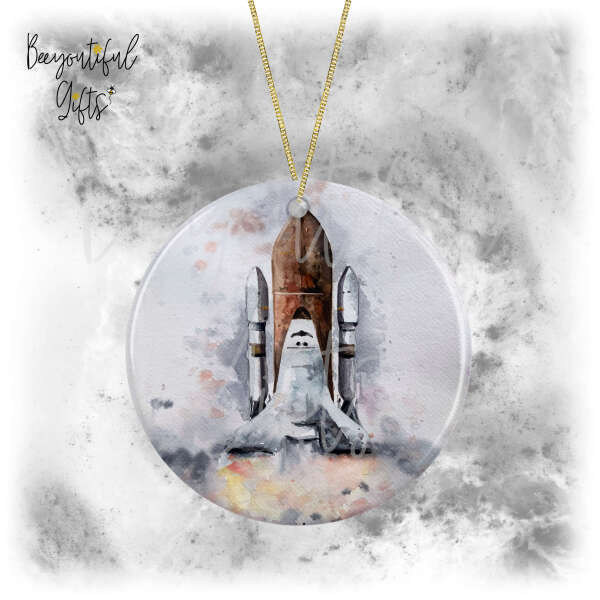 Space Ceramic Decoration - Watercolour Space Shuttle