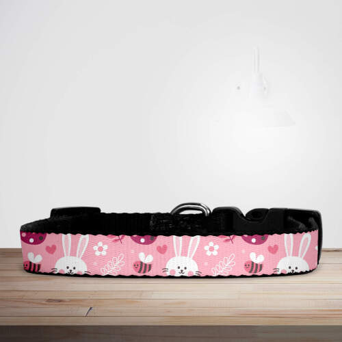 Pink Eggs & Bunnies Easter Dog/Puppy Collar