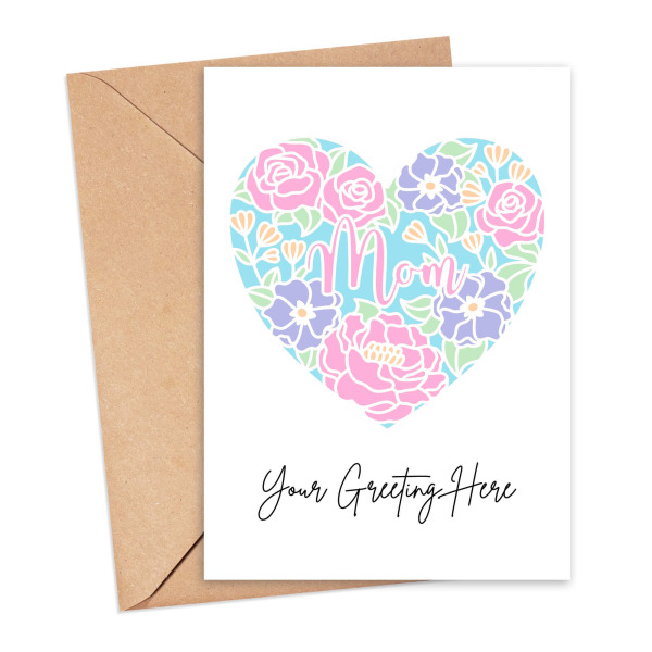 Personalised Custom Message Card - Papercut Mom Heart - Small (Approx. A6) - Standard Smooth Card