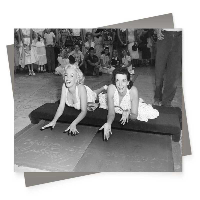 Hollywood stars, vintage photographic black and white card  - 12.6 x 17.7cm and blank inside - made in the UK