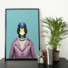 Duck in clothes, animal print, wall art - A5 - Glossy - Blue