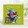 Bookworm birthday card - designed by Erica Sturla - 15cm square and blank inside, made in the UK