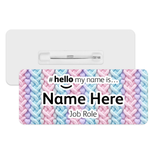 #hello my name is... Name Badge - Pastel Knitted Pattern